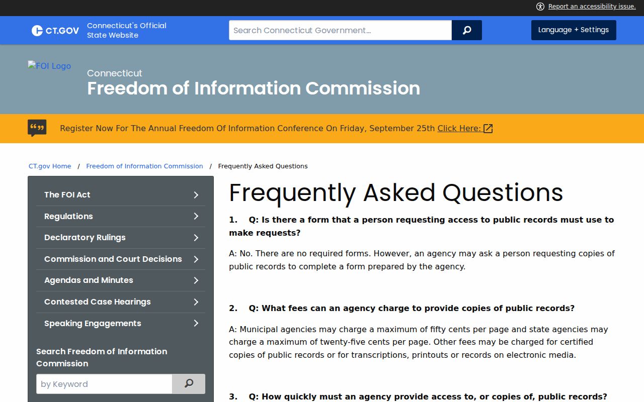 Manchester residents directory Connecticut FOI access guidance