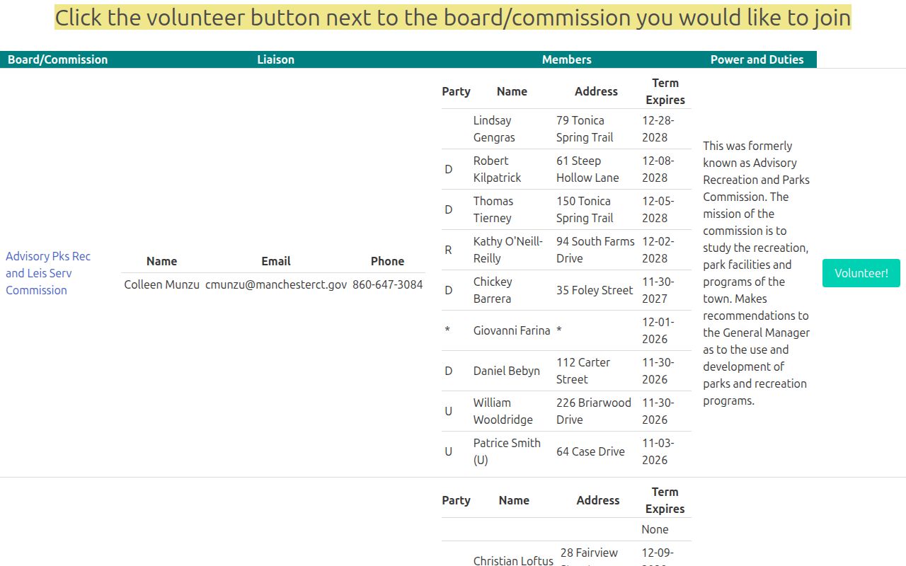 Manchester neighbors public BoardTracker civic directory